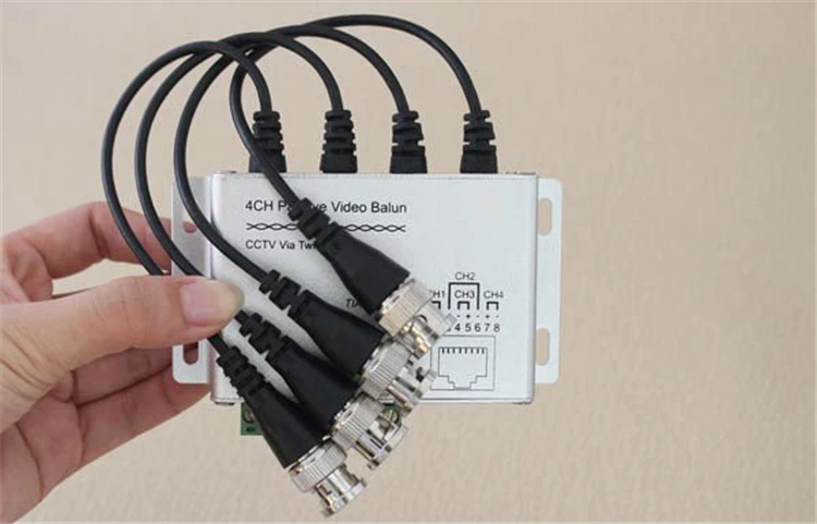4 channel male BNC passive twisted-pair video balun for cctv system