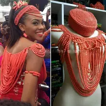 Nigeria africaine De Mariage Fantaisie Orange Corail Perles Pour Femmes De Mode Perles Nigérians Africaine Costume