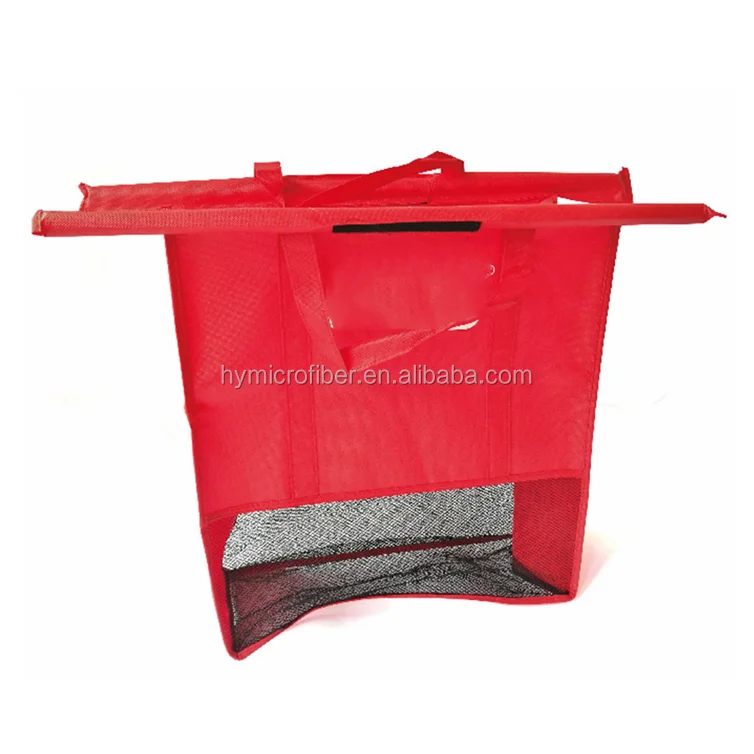 Lightweight practical supermarket shopping cart bag non woven fabric shopping bag with long handle
