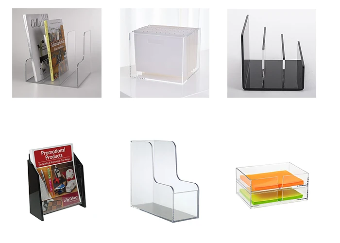 Clear Lucite Desk File Sorter Container Vintage Custom Shape Acrylic
