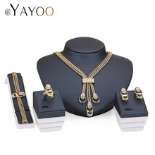 Jewelry Sets For Women Party Accessories Tassel Pendant Statement African Beads Crystal Necklace Earrings Bracelet Rings