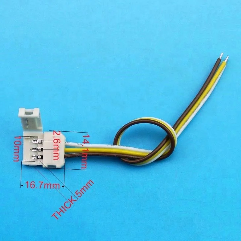 2 Pin 8mm 10mm Solderless Led Strip Connector With 15cm Cable For 3528 5050 Single Color Led 