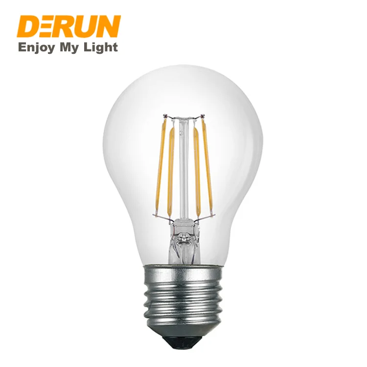 wholesale 4w 6w 8w clear glass A60 LED light filament bulb with vintage lamp holder for living room , FMT-A60