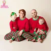 Wholesale Boutique Christmas Clothes Set Red Green Striped Blank Long Sleeve Family Christmas Cotton Pajamas