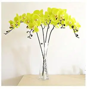 Artificial Flowers Arrangements for the Home, Pu Emulational Butterfly Orchid Artificial Flowers Living Room, Artificial Flowers Look Real (1, Yellow)
