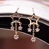 AAA Shining CZ Zircon Star Tassel Earrings Studs Gold Plated Jewelry for Women