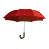 high quality red color wooden curved handle 2 folding umbrella
