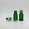 Guangzhou Green Frosted Glass 10ml Essential Oil Bottle with Metal Dropper Cap