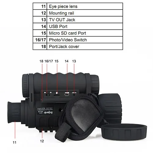 GZ27-0016 6x50mm 5MP HD hunting equipment tactical digital monocular military night vision goggles