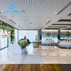 dance floor edge trim wood laminate wedding hire of black and white dance floor
