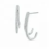 Jewellery shop counter design hoop pin long shape cz stone fashion silver earrings