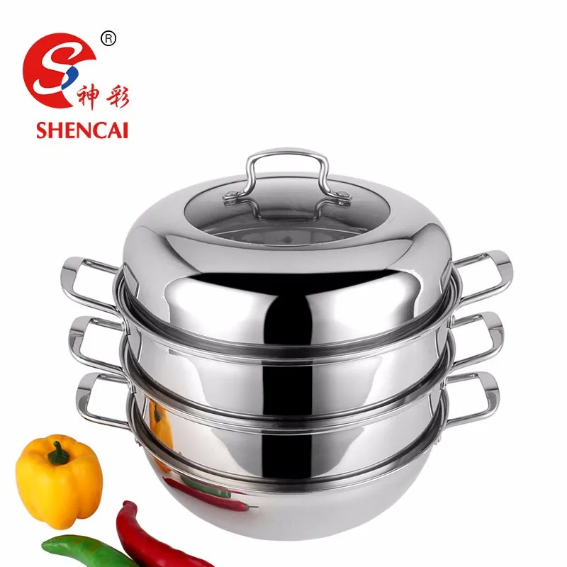 2 Layers Large Stainless Steel Cooking Pots Commercial Dim Sum Steamer