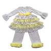 2015 wholesale kids clothes baby clothes made in china white and yellow usa boutique baby clothes ruffle kids clothing stores