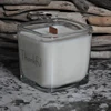 square glass jar luxury gift scented message printed wooden wick oil perfume candle
