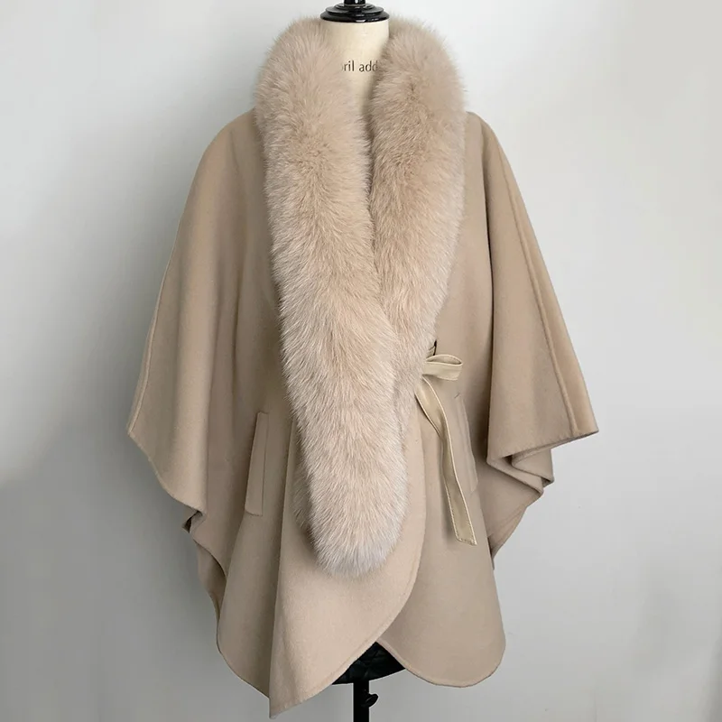 Elegant Beige Cape Women Winter Jacket Boutique Handmade 10% Cashmere Fur  Coat Wool Poncho With Fox Fur Collar Leather Belt - Buy Winter Coat  Women,Long Coat Women,Cashmere Fur Coat Product on