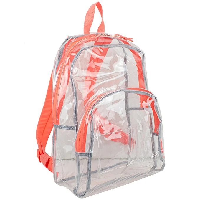 Heavy Duty Unisex Clear Backpack Student Book Bag Transparent Security ...