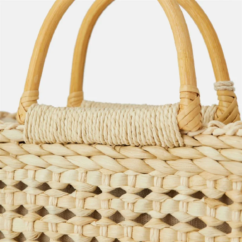 Large Straw Beach Tote Bag Straw Bag With Bamboo Handles Bag Beach ...