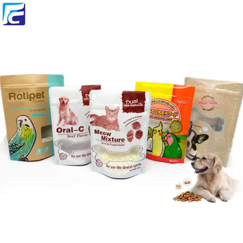 Resealable Plastic Custom Printed Stand Up Ziplock Pouch Pet Dog Food