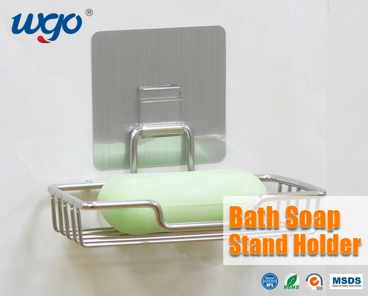 304 Stainless Steel Self Adhesive Soap Dishes Sponge Case Dispenser