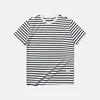 Basic cotton spandex black and white wholesale striped two-tone plain color t shirt