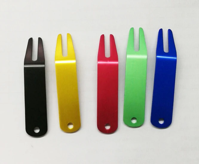 Anodized Aluminum Blank Golf Divot Tool Plain Color Bent Metal Pitch