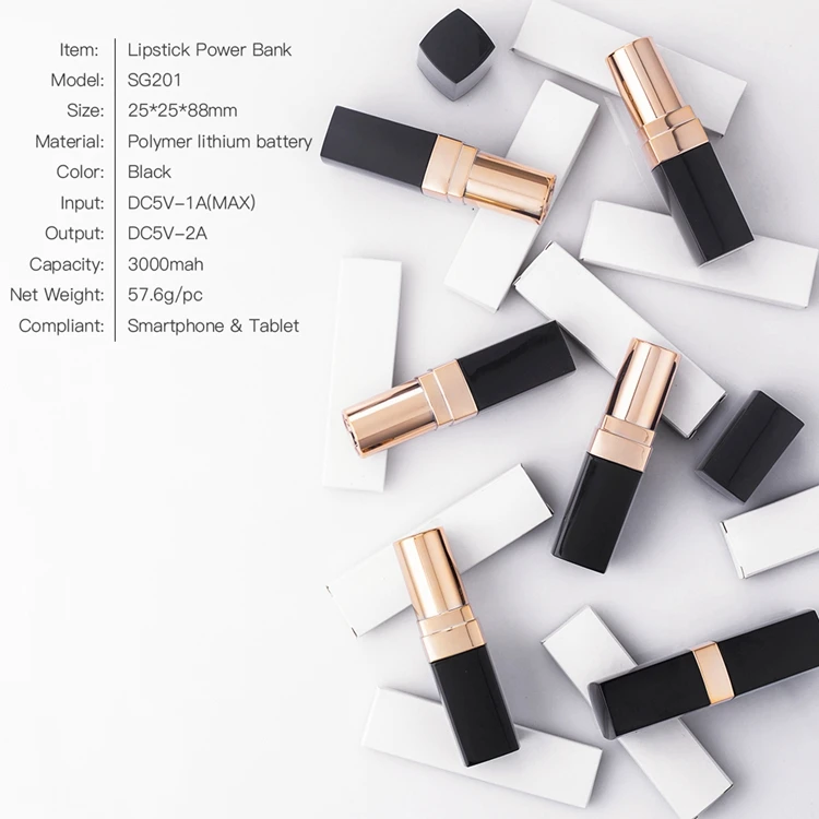 hot selling mini lipstick power bank portable charger power banks with usb cable - ANKUX.COM