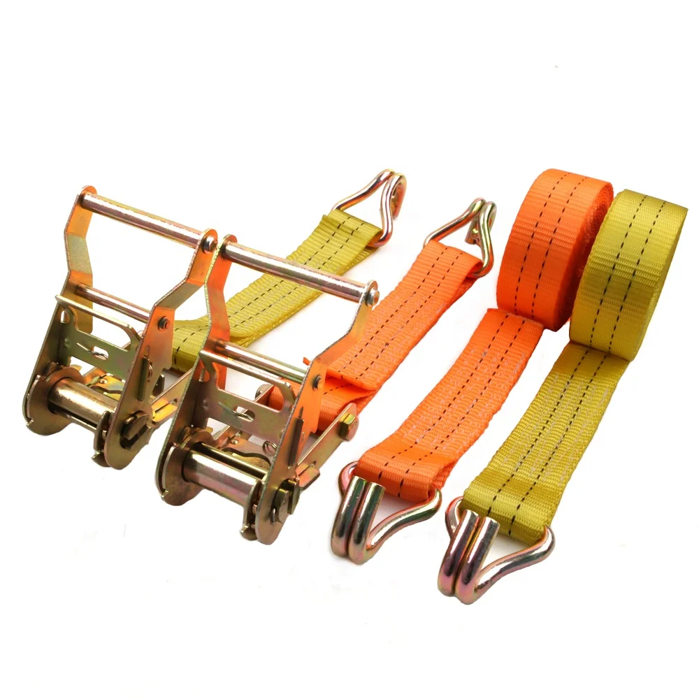 1.5 Inch 35mm Cargo Lashing Heavy Duty Ratchet Straps Belt With Double J Hooks 2000kgs 5m Buy