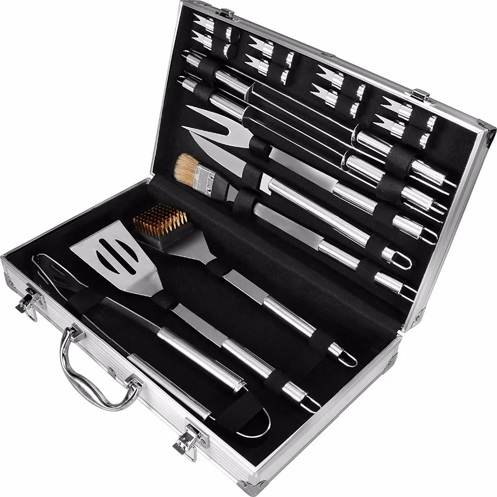 18-piece Bbq Tool Set With Case Basic Outdoor Grilling Kit Gift - Buy ...