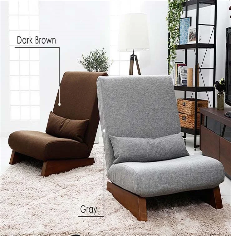 Sofa Gaya Jepang Dudukan Tunggal,Tatami Lantai Kayu Dengan Kaki Kayu