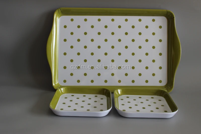 Korea Style Plastic Serving tray + small tray sets for 3pcs