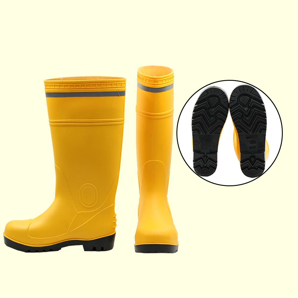 boots with yellow logo on sole