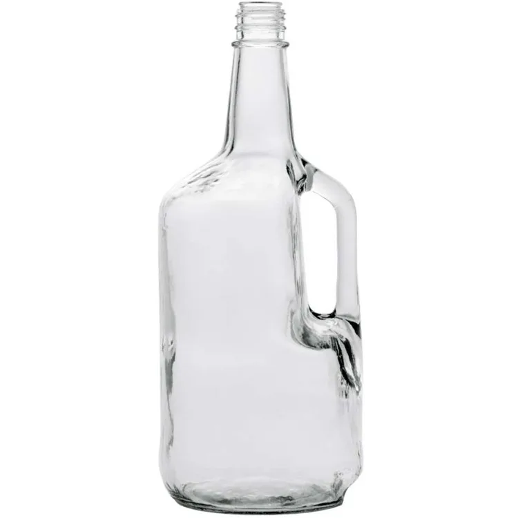 Wholesale 1.75 Liter Clear Glass Liquor Bottle With Handle And Bar Top