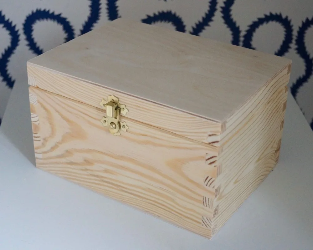 Wooden Box With Lid Decorative Clasp Storage Craft Decoupage Wood Box Crate , Buy Unfinished Wood Boxes With Lids,Cardboard Storage Boxes With