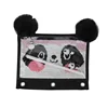 Custom Print Panda Sequins Transparent Oxford Fabric Zipper Pencil Case With Pen