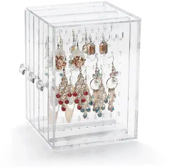 Acrylic Jewelry Storage Box Earring Organizer Display Necklace