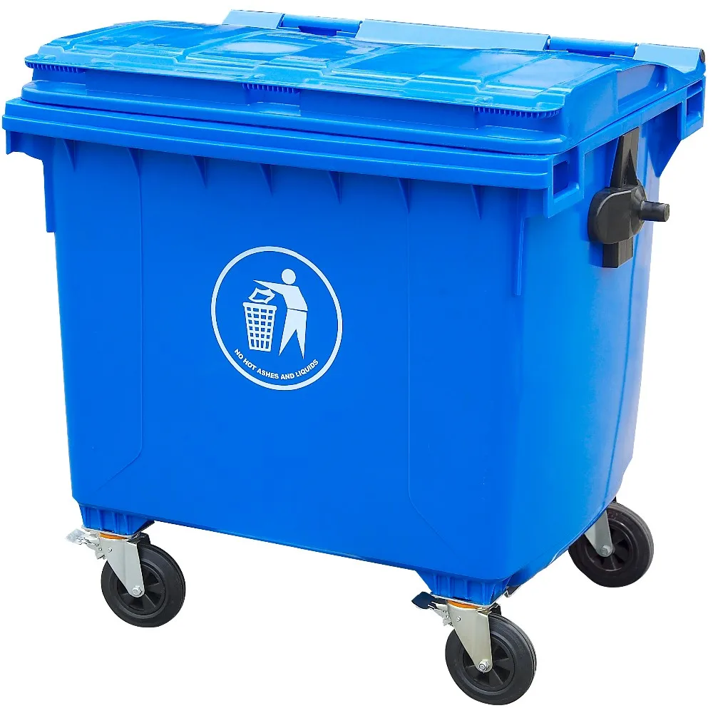 Ld-1100a 1100 Liter Plastic Waste Bin With Flat Cover Trash Container ...