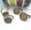Antique Bronze Lace Blank Ring Setting Base Tray Jewelry Findings for Glass Cabochon Cameo DIY Accessories