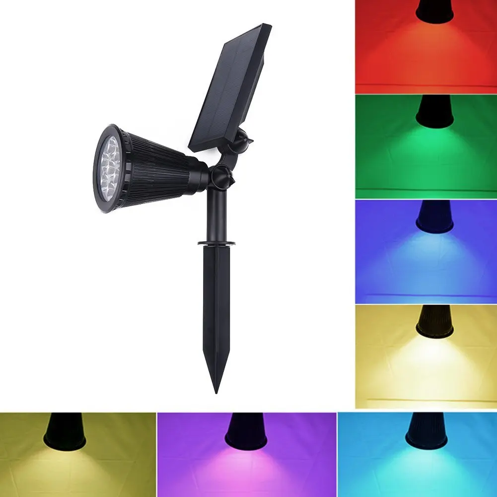 Solar Spotlight 180°Angel Adjustable Waterproof Heatproof Auto On/Off Led Solar Spotlight for Garden,Lawn, Backyards, Outside Wall(Colorful)