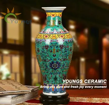 Decorative Unique Chinese Big Floor Blue Ceramic Flower Vases