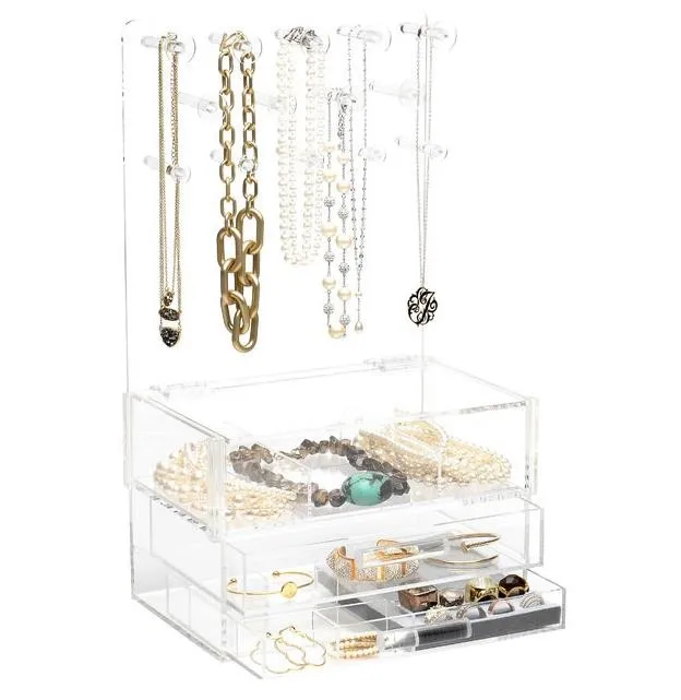 Clear Acrylic Jewellery Display Case Perspex Earring Bracelet Necklace ...