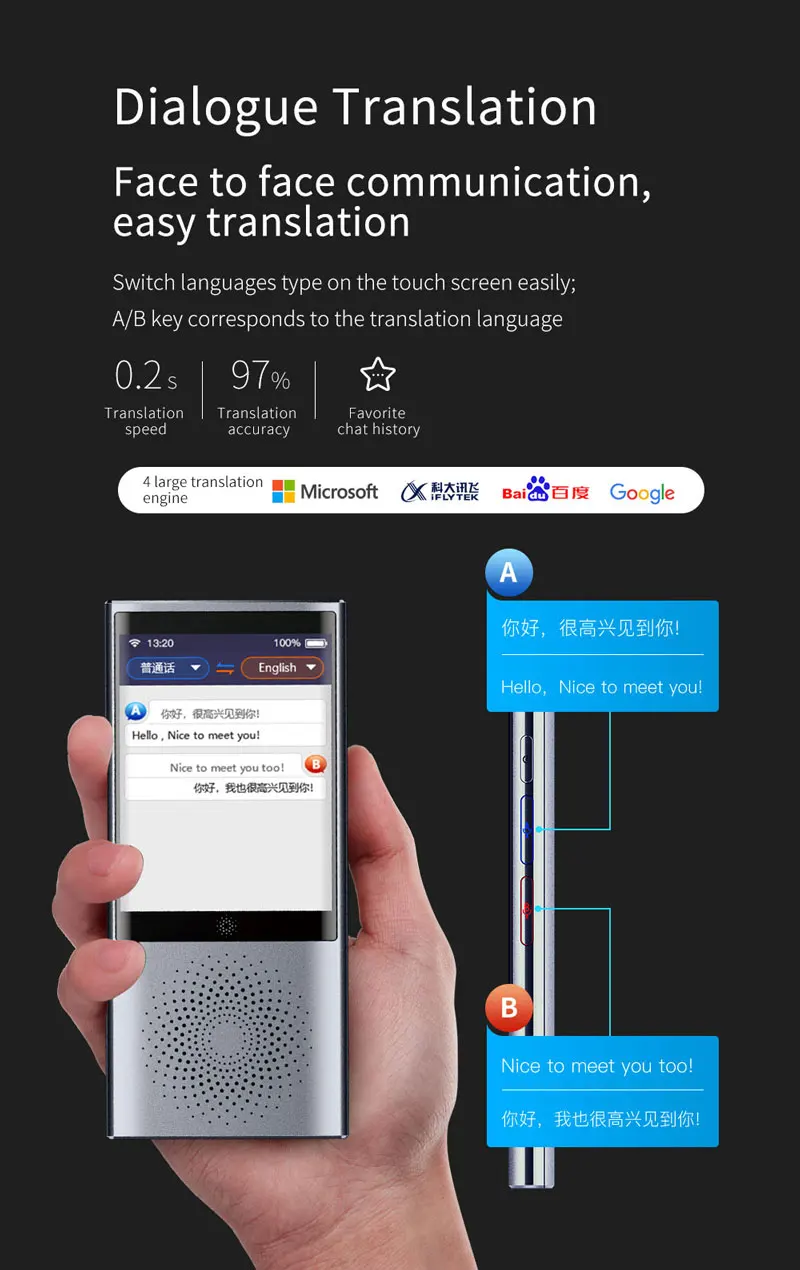 Portable  Offline Voice Translator 8 Offline Languages Translating 45 languages Smart Voice Translator