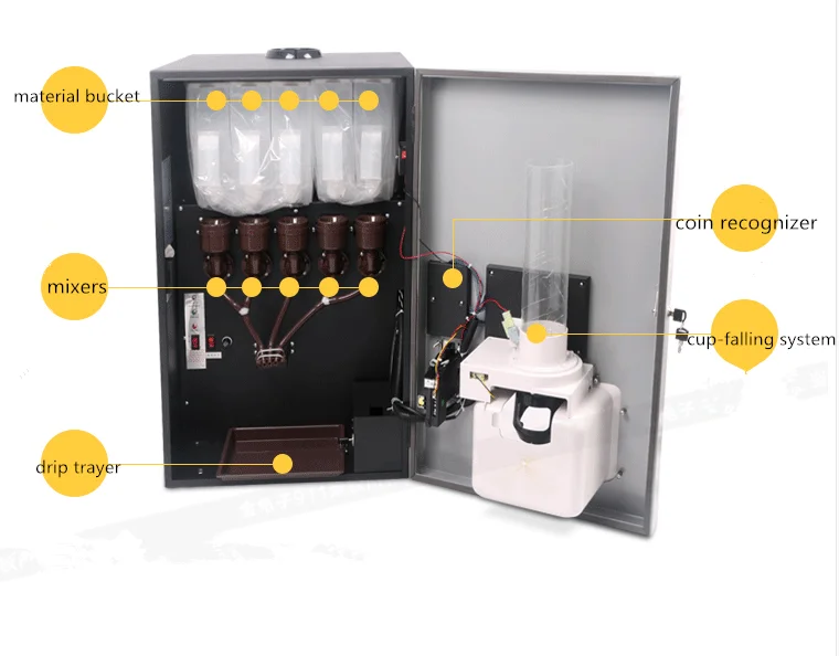 SC-8905BN-C5H5-S Fully automatic coin operated instant coffee hot beverage vending machine