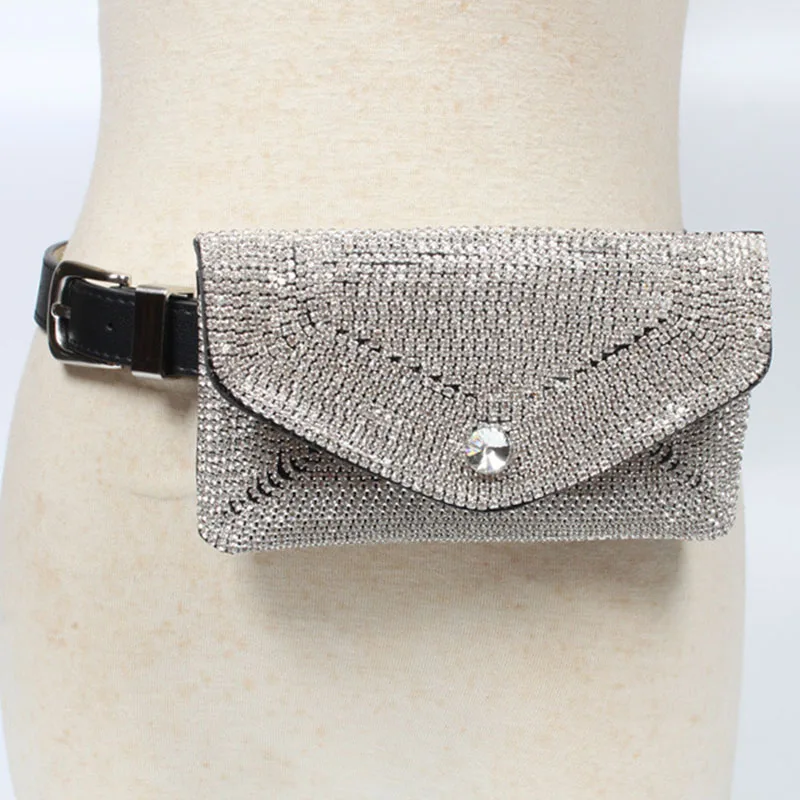 Luxury Designer Belt Waist Pack Rhinestone Women Waist Bag Money Pouch
