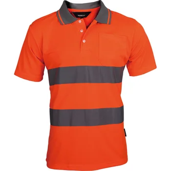  High Visibility Short Sleeve Safety Reflective Tape Polo 