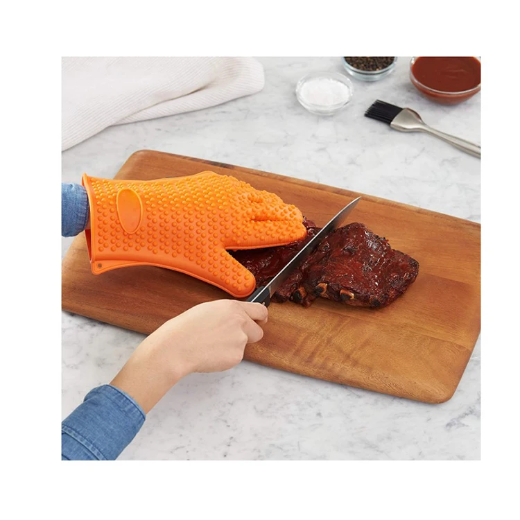 Non-Stick Waterproof Heated Resistant Kitchen BBQ Grilling Cooking Glove Oven Mitts Silicone Gloves