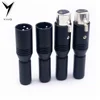 YIVO Metal Black Frosted Shell 10mm diameter Female Male Silver Plated XLR 3 pin Connectors Connector Jack