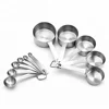 Round Shape Stainless Steel Measuring Cup and Spoon set of 11pcs
