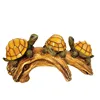 Solar-Powered Outdoor LED Light Garden Decor, Beautifully Painted Polyresin Turtles on a Log, 3 Amber LEDs And 1 AA NiCd Rechar