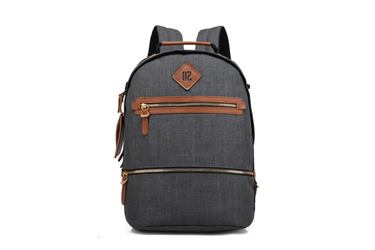 Wholesale quality custom fashion casual oem teenager student school backpack with leather trim