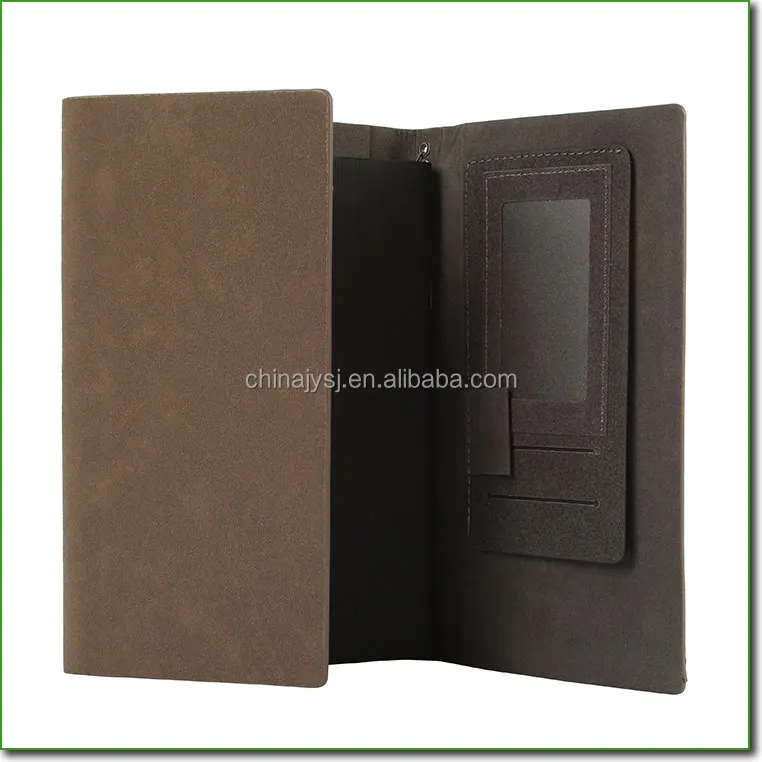 
Customized A6 Expanding Suede Fabric Cover Leather Pocket Folder 